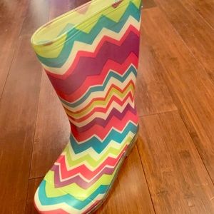 Multicolored rain boots
